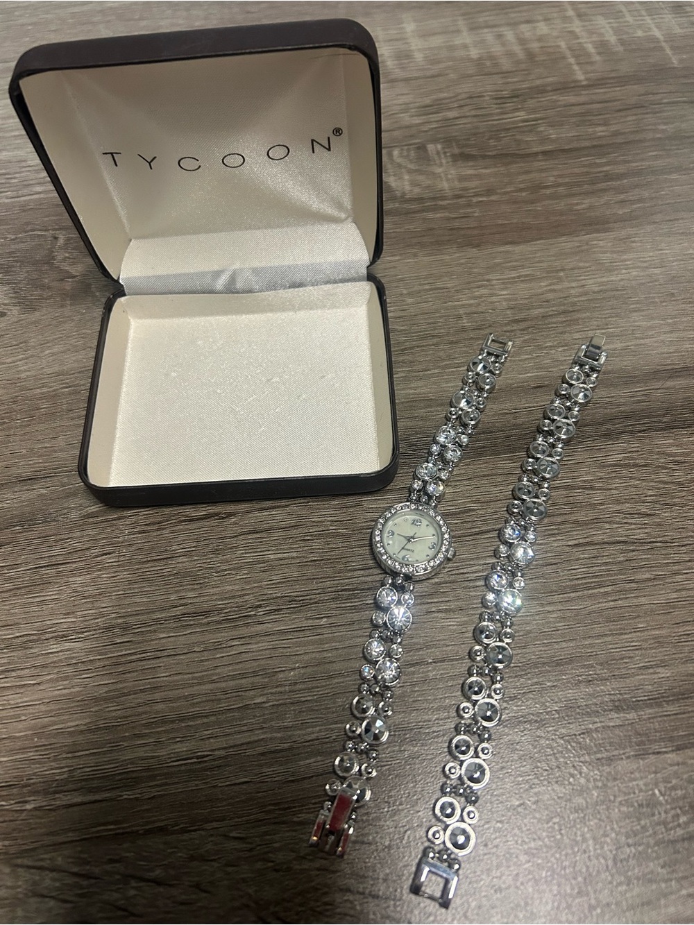 Tycoon Silver and rhinestone Crystal Bracelet and  Watch set - small wrist set